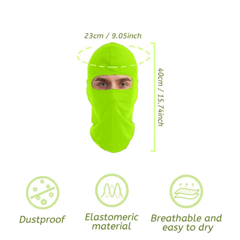 3 Pack Fluorescent Green Balaclava Full Face Mask for Outdoor Cycling and Bike Riding Soft Polyester Breathable Headwear