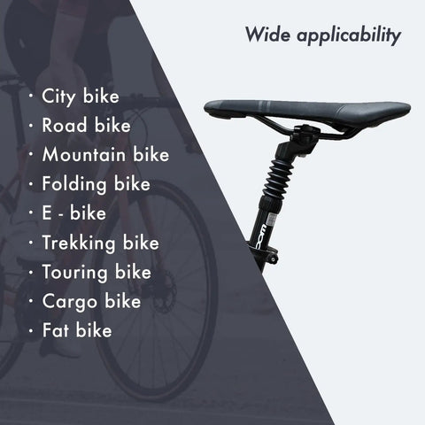 Smooth Ride Bike Suspension Seat Post With 40mm Travel And Adjustable Clamp Angle, 6061 Aluminum, wide applicability for various bikes.