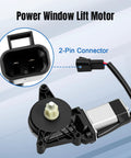 Left Front Or Rear Power Window Lift Motor For Chevy GMC 2 Pin Connector Fits Most Models Replacement Part For Stuck Or Slow Window Regulator Easy Install Direct Fit Durable OEM Quality, 2-pin connector close-up