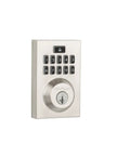 Side view of Keyless Entry Touchpad Electronic Deadbolt With Motorized Lock And SmartKey, Satin Nickel Finish