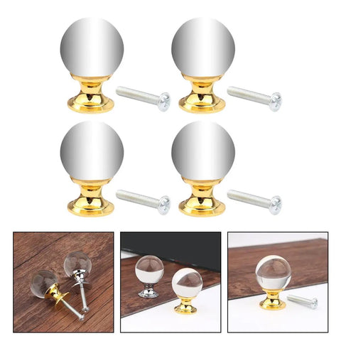 Crystal Glass Cabinet Knobs Set 4 Pack With Gold Finish Single Hole Drawer Pulls For Kitchen Cabinets And Furniture European Style