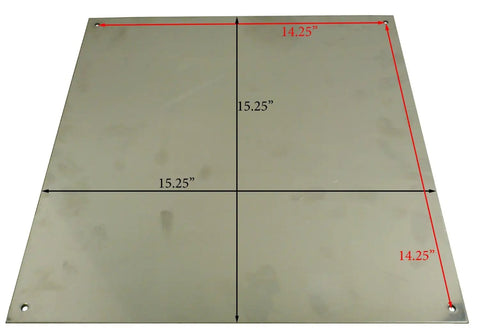 Built Tough Nema 4X Aluminum Electrical Enclosure Box 17 By 17 By 10 Inches Weatherproof Battery Housing base plate dimensions 15.25 by 14.25 inches.