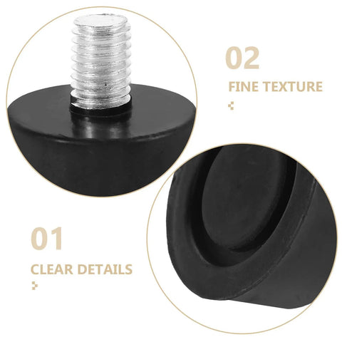 Close-up of adjustable rubber foot pads with M10 screws for cabinets and chairs shock absorbing anti slip furniture leveling feet