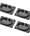 4 Pack Black Zinc Alloy Furniture Ring Pulls And Antique Style Cabinet Drawer Pulls Flat Back Handles 95x43mm