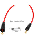 Top Shelf 5X20MM Inline Fuse Holder Screw Type With 22 AWG Wire For Fast Blow Glass Fuses 6 Pack with red wire and black connectors.