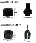 Hydraulic Round Hole Punch Die Set For CH70 And CH60 Machines, CH-60 and CH-70 compatible dies, dimensions and design visible