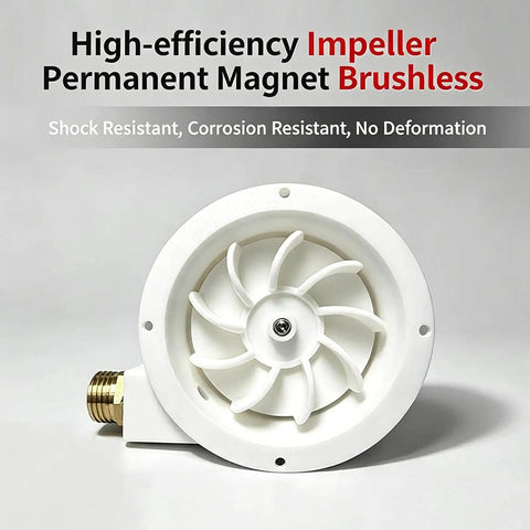 Off Grid 50W Micro Hydro Generator with brushless permanent magnet turbine impeller, high efficiency, white casing