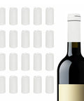 White PVC Heat Shrink Caps 120 Pack Wine Bottle Neck Covers next to a wine bottle for secure sealing and freshness.