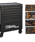 Heavy Duty Black 7 Drawer Rolling Tool Cabinet With Full 207 Piece SAE Mechanic Tool Set Built Damn Tough For Shop Life and tools organized on trays.