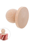 Top Shelf Unfinished Wood Drawer Pulls Ten Pack Round Mushroom Cabinet Knobs For Dresser Kitchen Cupboard Sturdy Base Heavy Duty Furniture Handles No Fuss Setup, single knob close-up.