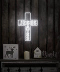 Jesus Saves Neon Sign Cross LED Light 3D Art Wall Decor 20x14 In Lit Night Glow for Church Home Memorial Display