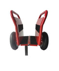 No Sweat Heavy Duty Panel Dolly Cart With One Thousand Pound Capacity And Ten Inch Reliable Solid Rubber Tires For Easy Drywall Loads Heavy Door Slides And Contractor Gear Runs In Glossy Red, showing rear view with rubber tires.