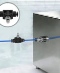 Inline Throttle Valve With Precise Flow Control And Space Saving Design For Air Cylinders And PU Tubes Three Pack Pneumatic Push To Connect Fittings PVC Plastic Ideal For Home Hobby And Industrial Air Systems, black valve on PU tube
