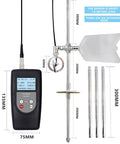 FM-100V10 Water Velocity Meter for Open Channel Flow with LCD, sensor, and extension rods, measuring range 0.01-10.00 m/s.