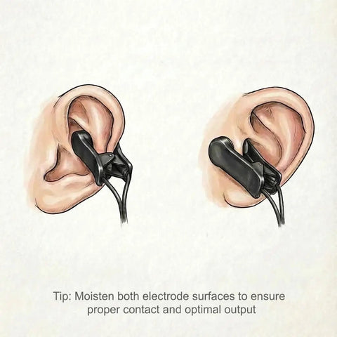 Double Headed Ear Clip For Ten Units 7000 With Shield 2.35mm Black For A Snug Secure Fit, Durable, No Fuss Clip On Replacement Accessory For Medical Gear And Devices. Black double-headed ear clip on ear for Ten Units 7000