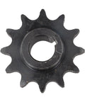 Heavy Duty 12 Tooth Steel Sprocket With 5/8 Bore for #40 #41 #420 Roller Chains on Motorcycles and Go Karts, showing gear teeth.