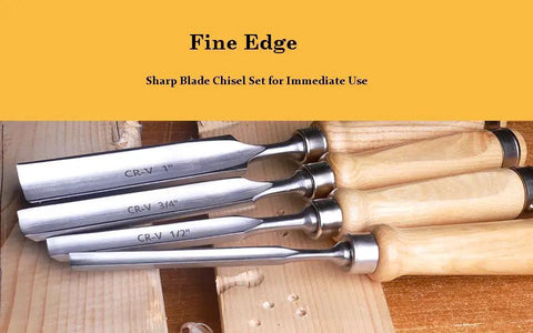 Pro Woodworking Chisel Set For Carving And Precision 4 Piece CR V Steel Chisels With Semi Circular Edge Lightweight Solid Wood Handles