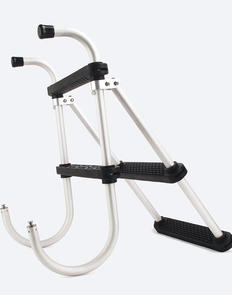 Four Step Aluminum Folding Boat Ladder Delivers Five Hundred Pound Capacity With Non Slip Steps Lightweight Removable Design For Pontoons Yachts And Docks Built Tough For Adults Kids And Gear, aluminum boat ladder with four non-slip steps