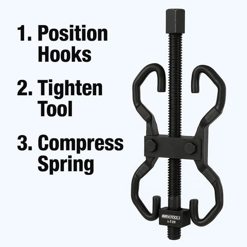 Coil Spring Compressor Tool For Cars And Trucks Easy Removal And Installation Built In Locking Detent Latches With Safety Gauge