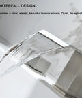 2 Handle Deck Mount Roman Tub Faucet Set in Brushed Nickel, high flow waterfall design spout detail, dual control for spa bath