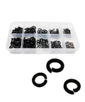 Must Have M2 To M8 Stainless Steel Split Lock Washer And Elastic Gasket Set In Black Carbon Steel 320 Piece Assortment Kit With 304 Grade Washers Prevents Loosening Spreads Pressure Surface Safe For Metal Projects. Black split lock washers in assorted organizer, M2-M8.