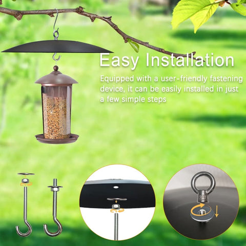 Heavy Duty 13 Inch Metal Bird Feeder Baffle Guard for Outdoor Hanging Weatherproof Black Shield setup instructions