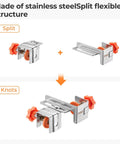 Drawer Front Installation Clamps Adjustable Cabinet Mounting Hardware For Home Kitchens Offices And Living Rooms DIY Friendly Easy Install Secure Drawer Front Alignment To Drawer Boxes With Easy Precise Woodworking Tools, showing stainless steel clamps with orange knobs.