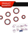 No Nonsense Heavy Duty Air Conditioning Compressor Port Seal Washer Kit With Top Shelf O Rings and Cooling Pump Repair Gasket in red seals.