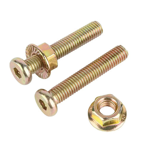Heavy Duty M6 Flat Round Head Hex Socket Screws With Flange Nuts Kit Zinc Plated Allen Bolts M6x10 set for DIY and furniture use