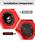 Installation comparison of Jeep Wrangler JK Fuel Filler Door Cap Cover Accessory For 2007 2017 2 Door 4 Door Rubicon Sahara Unlimited US Flag.