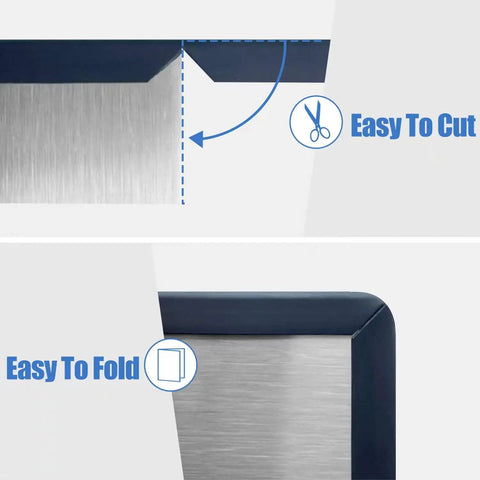 Self Adhesive Rubber Edge Trim For Sheet Metal EPDM U Channel Edge Protector Fits One Sixteenth Inch Metal 20 Feet Black Easy Peel Adhesive Cut To Size DIY Friendly, showing cutting and folding detail.