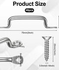 Beefy 48 Pcs Stainless Steel Footmans Loops With Screws Kit, 3 Inch Total Length, Heavy Duty Fasteners With 96 Flat Head Screws, Ideal For Outdoor Gear, Marine, DIY Projects, And Rope Attachments. 75mm loop with 5mm and 3.5mm screw size