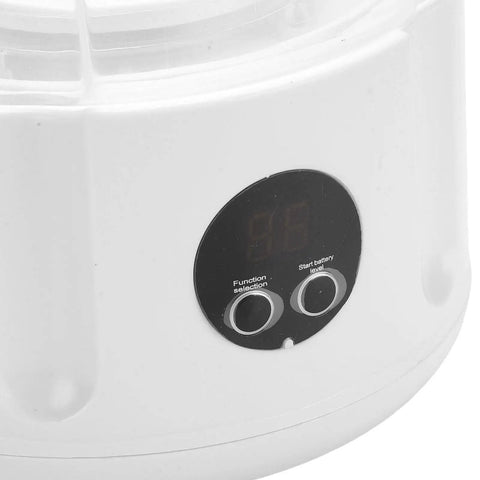 Control panel of Slick Cordless Mini Washing Machine with function selection and battery level indicators.