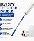 Heavy Duty 48 Inch Stretch Film Dispenser Pole Holder Long Handle For Easy Pallet Wrapping Back Saver Workhorse Ergonomic Tool Fits 12 To 20 Inch Film Rolls With 1.5 To 3 Inch Core Ideal Warehouse Packaging, 48 inch pole with blue grip