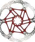 Floating Disc Brake Rotor 220mm 6 Bolt Red for Mountain Bikes With Wider Braking Surface And Heat Managed Design Machined Edges.