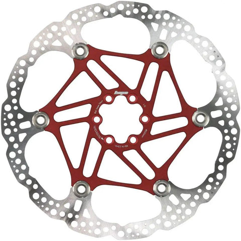 Floating Disc Brake Rotor 220mm 6 Bolt Red for Mountain Bikes With Wider Braking Surface And Heat Managed Design Machined Edges.
