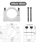 Aluminum CNC Motor Bracket Mount Clamp Kit With Screws 80mm Clamp For Spindle CNC Engraving Milling Machine Durable High Precision Holder Easy Install Tight Fit And No Slip, 80mm aluminum bracket with screws and dimension diagram