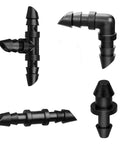 Drip Irrigation Fittings Kit For Quarter Inch Tubing, 110 Piece Set With 50 Couplings, 30 Tees, 20 Elbows, 10 End Plugs