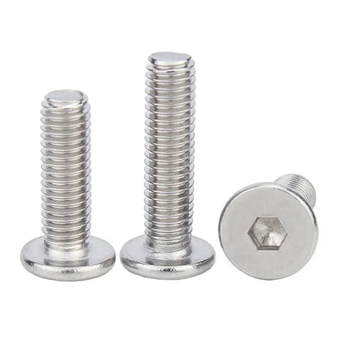 Top Notch 304 Stainless Steel Flat Head Socket Screws 100 Piece Lot Featuring M2 M2.5 M3 M4 M5 M6 And M8, showing flat head design.
