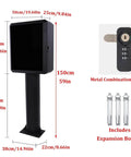 Rugged EV Charger Lock Box Featuring Beefy Vertical Stand And Full Weatherproof Cover For Outdoor Electric Vehicle Stations, detailed dimensions.