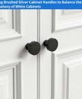 Two 30 Pack Brushed Black Round Cabinet Knobs 1-1/4 Inch For Cabinet Doors And Drawers on white cabinet doors