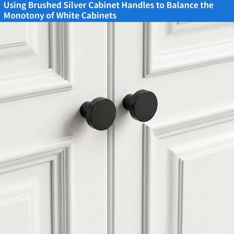 Two 30 Pack Brushed Black Round Cabinet Knobs 1-1/4 Inch For Cabinet Doors And Drawers on white cabinet doors