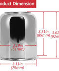 Push Through Center Caps 3.19 Inch For Trailer, Truck, And RV Wheel Rims Chrome dimensions labeled