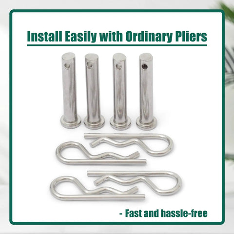 Heavy-Duty Clevis Pin And Clip Kit Replacement For Husqvarna Tiller Drive, Replaces 532132673 And 532003146, Pro-Grade Hardware That Protects The Drive Assembly And Extends Equipment Life. 4 steel pins and clips shown