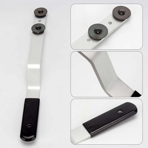 Sixteen Inch Duct Stretcher with Offset Handle for Ductwork and Sheet Metal, featuring locking mechanism and sliding washers