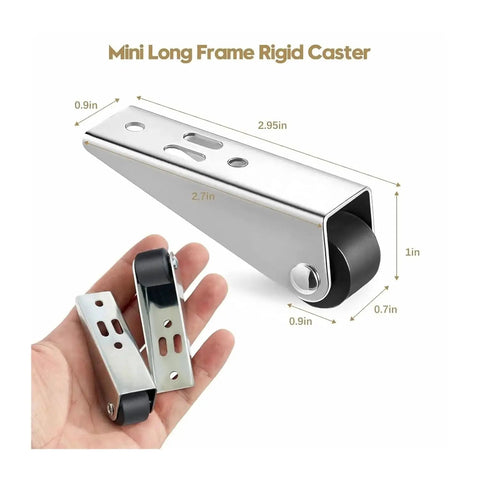 Heavy Hauling Farm Gate Roller Wheels Kit With Slick Ball Bearing Glide, Rock Solid Anti Sag Hardware, No Fuss Low Profile Sliding Rollers For Barns And Wooden Gates, Six Piece Set shown next to dimensions.