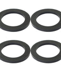 Four black rubber water-meter gaskets, DN25, 26 mm inner diameter.