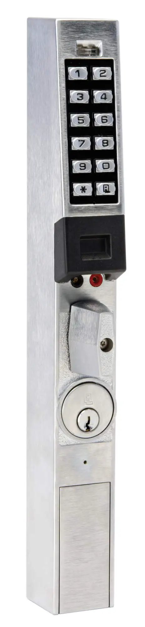 Heavy Hitter Electric Door Lock With Built In Wireless Card Reader And Passcode Entry, Boss Level Access Solution For Commercial Buildings, 2000 User Capacity, Satin Chrome Housing, Solid Networx Enabled Security Rig