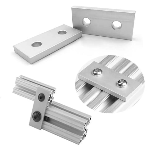 Aluminum Extrusion Joining Plate 10 Piece Set For Frame Building Flat Straight Brackets And Vertical Connectors 2 Hole Plate Fittings Heavy Duty Reinforcement For Tough DIY Frame Structures, 10-piece aluminum two-hole joiner plate