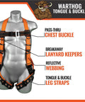 Full Body Safety Harness 3 Piece Fall Protection Kit With Tongue Buckle Legs 18 Inch D Ring Extender description